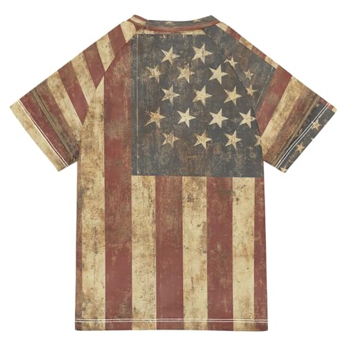 Boys Short Sleeve T-Shirts America Flag Vintage Retro Rashguard Kids Swim Shirts Sun UPF 50+ Multicoloured2