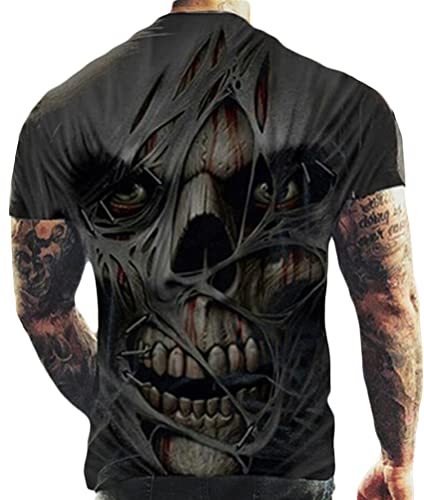 nicticsi Herren Sommer T-Shirt Rundhals 3D Muster Kurzen Ärmels Slim-Fit Shirt Sport Fitness Muscle T-Shirts Fashion Vintage Bedrucktes Freizeithemd Casual Tees Stil8 L Cover