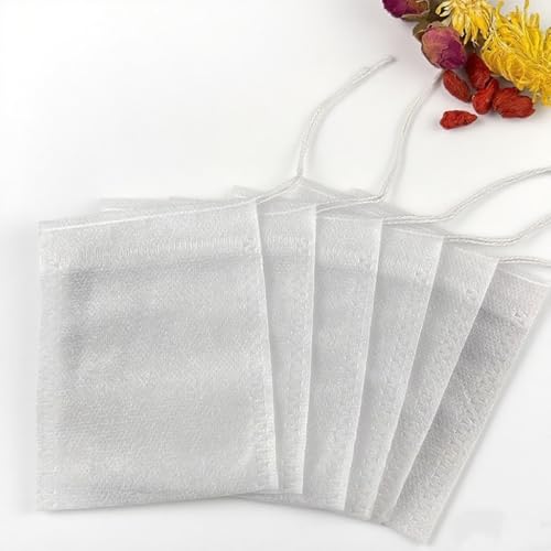 Tea Filter Bags-100PCS, Disposable Empty Tea Bags with Drawstrings, Suitable for Coffee, Tea, Herbs, and Soup Seasoning Packs