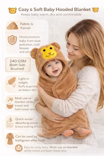 Image of BRANDONN Baby Blanket New Born Soft Coral Wrapper Cum A /C Blanket for Baby Boys and Baby Girls, 0-12 Months, Length - 82 cm x Width - 82 cm