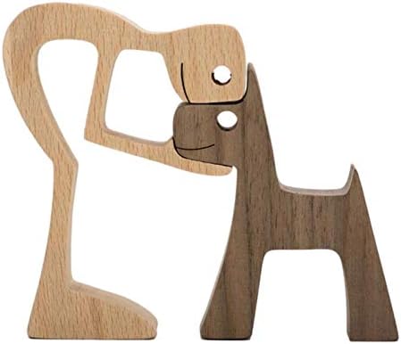 Family & Puppy Wooden Carving Ornaments, Always Be with Me Pet Dog Family Woodcarving Decorations Crafts Home Office Desktop Men Women Boys And Girls Old People Creative Gifts
