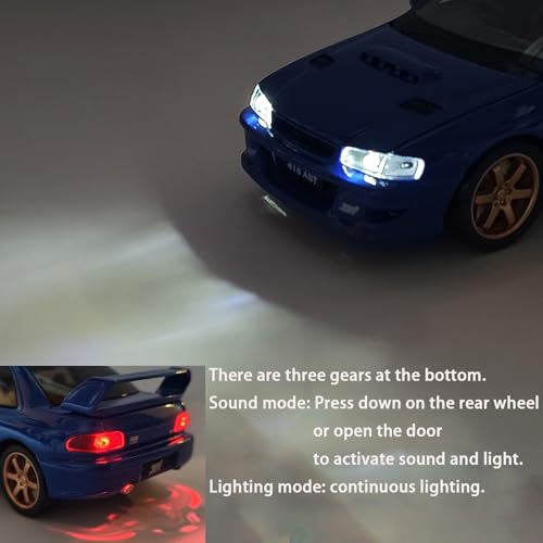 Carro de juguete metal 1:32 con luz y sonido azul miniatura 2