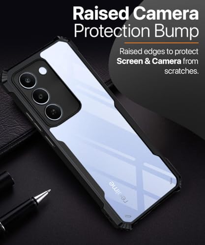 Image of WOW IMAGINE Shock Proof Clear Back Case Mobile Cover for Realme C83 5G | Realme Narzo 100 Lite 5G | Realme P4 Lite 5G (Hard | Hybrid PC + TPU | Full Armour Device & Camera Protection | Black)