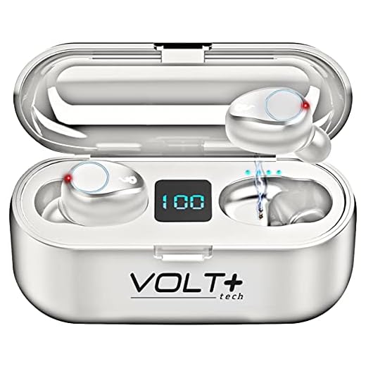 VOLT PLUS TECH Wireless Earbuds for Google Pixel Phones/Google Chromebook/PixelBook Go/Pixel Slate IPX7 Waterproof Noise Canceling Earbuds LED Display Quad Mic 8D Bass & 2000mAh PowerBank Case