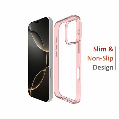 Image of for iPhone Case 16 Pro, [Anti-Yellowing Technology] [Military Grade Drop Protection] Shockproof Slim Hybrid Phone Case for iPhone 16 Pro - Crystal Pink