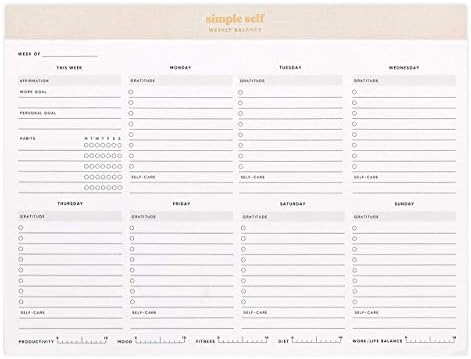 Work-Life Balance Planning Pad - Best Weekly to Do Pad for Productivity, Wellness, Self Ca...