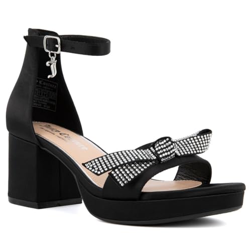 JUICY COUTURE Women's Open Toe Ankle Strap Low Block Chunky Heels Sandals - Dress Pumps Shoes