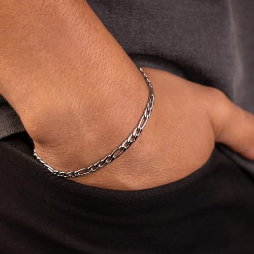 GLD Shop Figaro Chain Bracelet - 4MM/6MM Sizes - 6/7/8/9 Inch Lengths - Gold/White Gold2