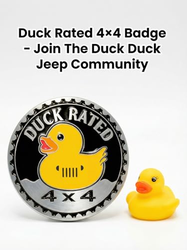 Image of 2 PCS Duck Rated Car Emblem, 4 x 4 Metal Automotive Badge, 3D Round Metal Car Badges Emblems, Car Badge Decals Stickers Compatible with Jeep Wrangler Vehicles Trucks SUV RV(Duck Rated-A)