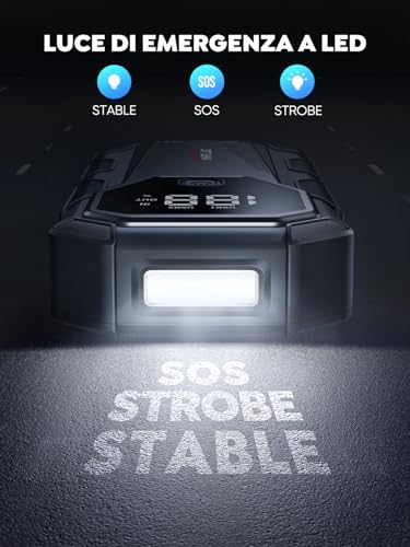 ANFLAG Avviatore Batteria Auto, 4500A Avviatore Emergenza per Auto (Fino a 10.0L Gas, 9.0L Diesel),12V / 16800MAH Starter Auto Portatile con Torcia a LED,Uscita USB Rapida, 2.7" LCD Display (BD30) - Immagine 3