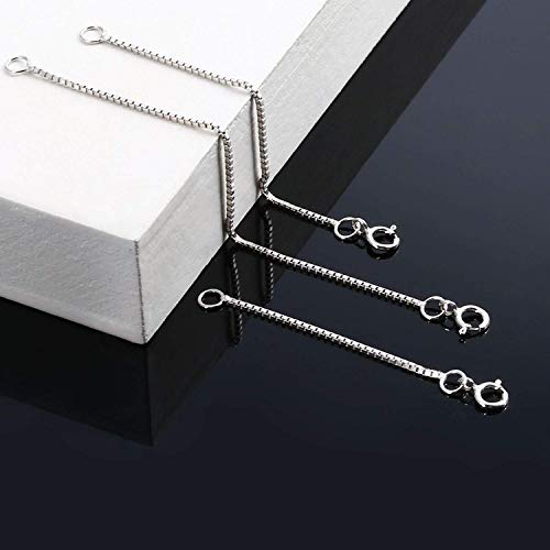 Lancharmed F0226 925 Sterling Silver Necklace Extenders Box Chain Durable Strong Removable Necklace Bracelet Anklet Extension Jewelry Making Chains  thumb #4