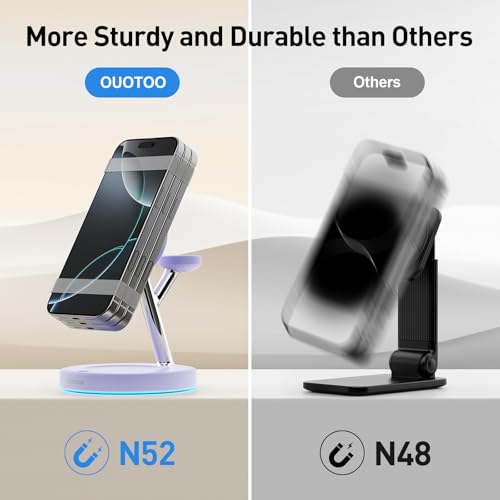2025 3 in 1 Charging Station Compatible with Mag-Safe Charger Wireless Charger S - Photo 31 sur 37