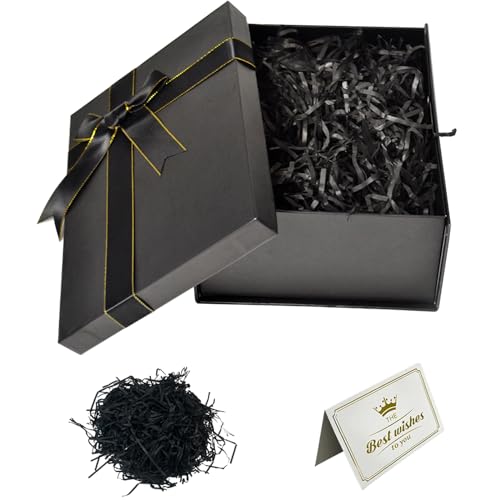 Black Gift Box for Presents, 22x16x8.5cm Gift Box with Lids Silk Ribbon & Greeting Card, Specially Designed for Valentines Day Presents Birthdays, Holidays, Anniversaries Gift (Black, no bag) - Image 7