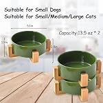 Ceramic Cat Dog Bowl Set with Stand,Small Dog Bowls, Pet Food and Water Dish, Anti Slip Set of 2 Cat Bowls- Cute Modern Pet Food Bowl Small Size Dog (13.5OZ/5.1 in) Rust Green - Image 2