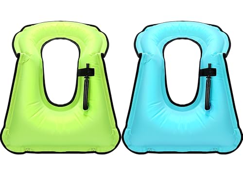 Deekin 2 Pcs Inflatable Vest for Adults with Adjustable Strap Fluorescent Color Inflatable Vest(Blue,Fluorescent Green)