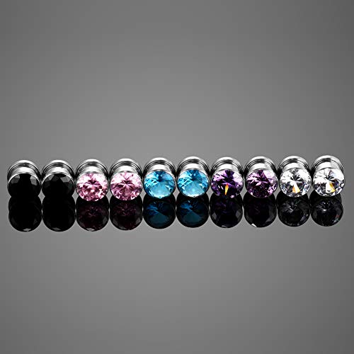 Xpircn 6G-00G Stainless Steel Cubic Zirconia Screw Tunnels Ear Stretcher Plugs Piercing Gauges - Thumbnail 5