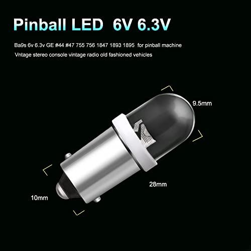 Keiurot GE44 47 756 755 Bulb for Pinball Led Bulbs Pinball Machine Light Bulb Lamp 1893 1895 1847 Bulb BA9S 6.3V 6V Led Bulbs Blue Pack of 20 - Image 2