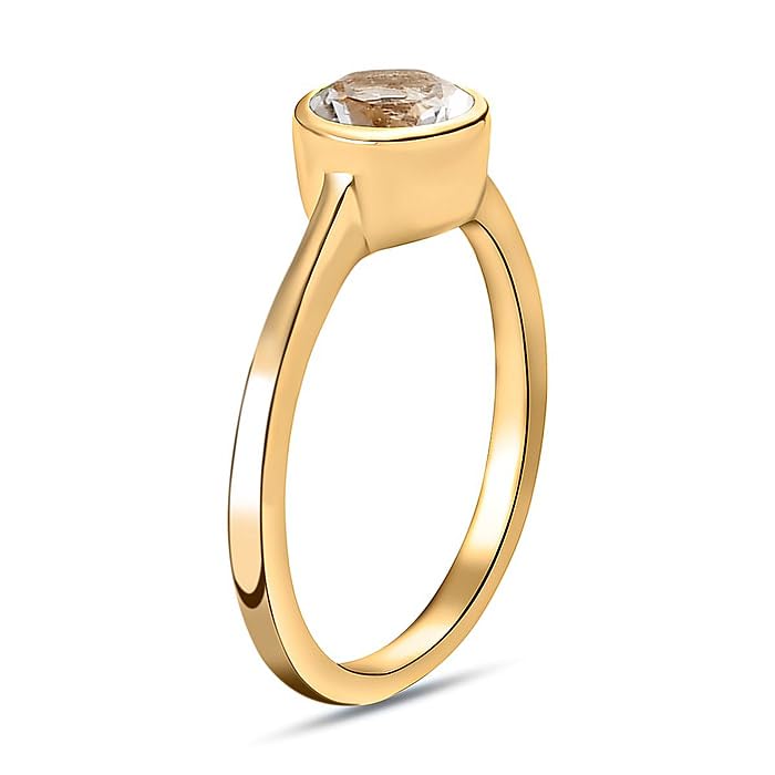 Image of 925 Sterling Silver 18K Gold Plated Birthstone 2 Ct Solitaire Natural Gemstone Ring for Women | Fine Jewelry Gift for Wife, Girlfriend, Sister, Birthday, Anniversary, Rakhi, Rakshabandhan, Valentine's