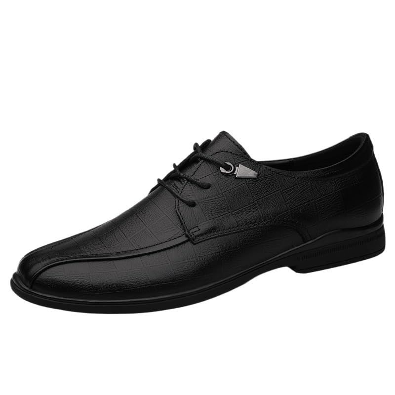Oxford Shoes for Mens Faux Leather Prom Non Slip Low Top Block Heel Anti-Slip Shoe Vintage Lace Up Uniform Breathable