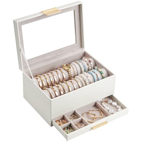 Lolalet Armband-Organizer mit Schublade, Bracelet Display Schmuck Box Aufbewahrungsbox mit Rollen für Armreifen Uhren, Klare Deckel Halter für...