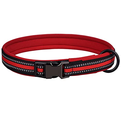 Collar Perro de Nailon Collares de Perro Ajustables Collar Reflectante Transpirable Collar de Perro con Acolchado Suave para Perros Pequeños Medianos y Grandes Rojo M Cover