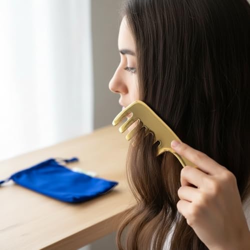 Image of WITSOUL Kansa Comb Massage Tool - kansa Comb for Hair Fall /Growth /blood Circulation & Stress Relief Best for Head Massage (Handle Comb)