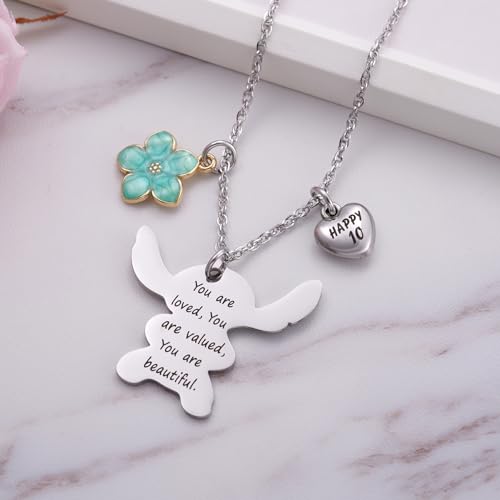 Image of Ukodnus 6-10 Year Old Birthday Necklace Gifts, You are Loved Valued Beautiful Gift, Birthday Jewelry Gift for Daughter Granddaughter Niece