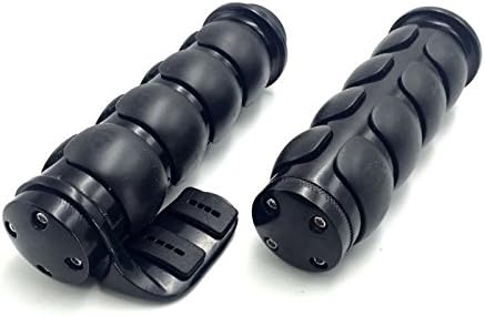 Miniatura 2 de XKMT- - Empuñaduras de goma negras de 1 pulgada y 0.984 in compatible con Harley Davidson Softail Fat Boy FLSTF Kawasaki Vulcan Suzuki Intruder