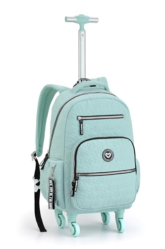 Mochila De Rodinha Escolar Faculdade Universitário Feminina Infantil Juvenil Color Up Seanite Bolsa Menina Com Rodas 360 Resistente E Alça De Costas Acolchoada Verde Água