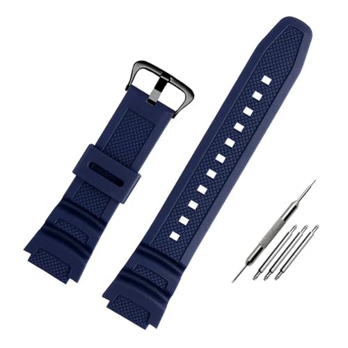 KFKMFD 時計ストラップアクセサリーは、カシオ時計W-218h / F-108 AE1200 / 1000 / 1300樹脂シリコン時計ストラップ18mmに適合します。(Blue Black Buckle)