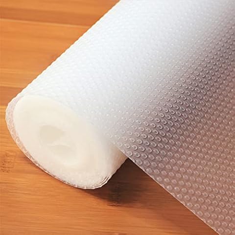 Hersvin Drawer Liners, 44.5cmx500cm Kitchen Shelf Liner EVA Non-Adhesive Waterproof Washable Cupboard Cabinet Liner Refridge Locker Anti-Slip Mats Sink Protector for Home Office(Transparent/Dot) Cover