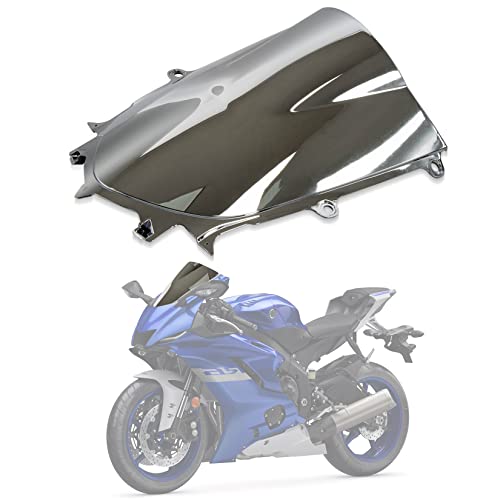 Image of Front Motorcycle Windshield Windscreen for YZF R6 2017-2025, R7 2021-2025 | premium ABS plastic, streamlined design, luxurious vintage, front windshield replacement, Chrome
