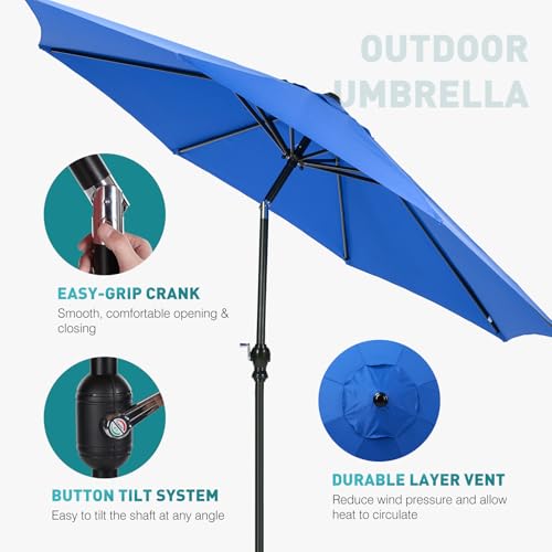 Image of OLIXIS 9FT Outdoor Patio Umbrella, Patio Table Umbrella 9 Feet Sun Shade for Pool, Beach, Umbrellas with Tilt and Crank & Sturdy Ribs Waterproof for Outside Deck, Terrace and Restaurant