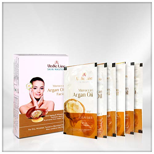 Image of Vedicline Skin Masters Moroccan Argan Oil Facial Kit, Wrinkles, Fine Lines & Dark Spots With Argan Oil, Sesame & Almond oil for Radiant Glow, Pack of 6, 312 ml