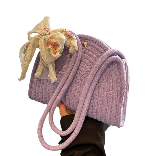 BDBDFYF Pochette Donna da Borsa per Sacca Spalla Singola Intrecciata Donna-Sciarpa Viola con Seta-22 * 18