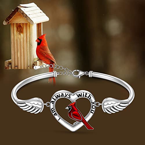 Cardinal Bracelet for Women Sterling Silver Memorial Red Cardinal Bracelets Bangle Angel Wings Sympathy Remembrance Cardinal Jewelry Charms Mothers Day Gifts4
