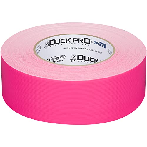 Image of Duck Pro by Shurtape General Purpose Grade, Specialty Grade, Fluorescent Cloth Duct Tape for Labeling, Floor Marking and Book Binding, 48mm x 60yd, 9.0 mil, Fluorescent Pink, 1 Roll (105485)