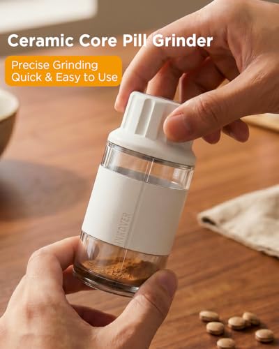 Image of GAONLY Ceramic Core Small Pill Crusher Fine Powder -Manual Pill Grinder for Elderly & Pets, Free Twist-to-Grinder for Arthritic Hands, Crushes Meds /Vitamins to Fine Powder (White)