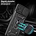 Anvzle for Samsung Galaxy A22 5G【Not fit 4G】 Case with [2 Pack], Tempered Glass Screen Protector, Military-Grade, Protective, Lens Protects, Magnetic Ring Stand Black