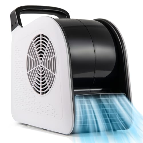 COSTWAY Ventilador de Suelo 1420 RPM, Ventilador de Secado con 3 Velocidades de Soplado, y Cabezal Pivotante Giratoria a 185°, 130W Soplador Portátil de Suelo para Hogar, Garaje