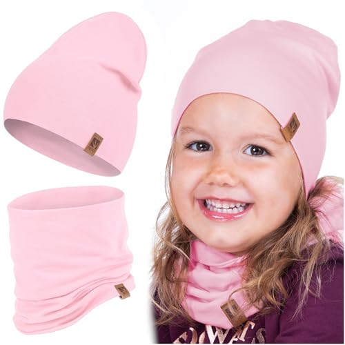 HEYO Kinder Set Beanie Mütze Schlauchschal Baumwolle Rundschal weich...