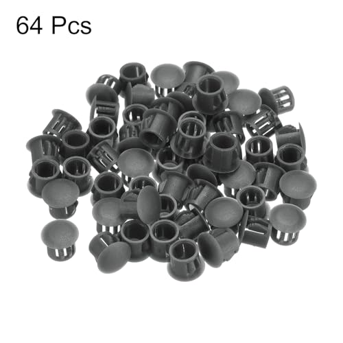 Image of MECCANIXITY 64PCS 10mm(3 /8 inch) Dark Grey Plastic Hole Plugs, Flush Type Panel Hole Plugs Insert End Caps for Locking Hole Tubes Furniture Cabinet