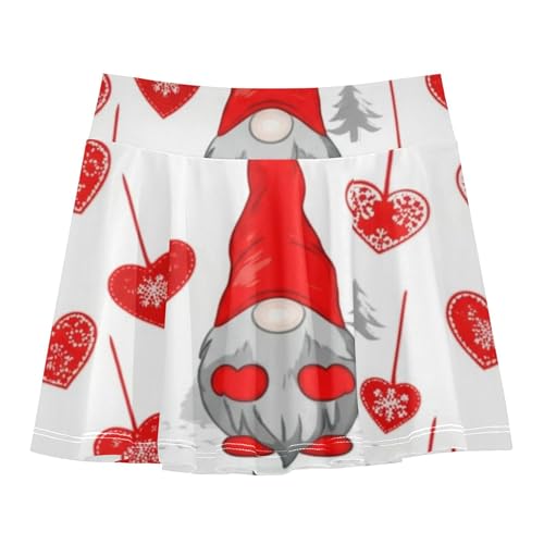 Preppy Athletic Shorts for Girls Skorts Tennis Skirts Kids Flowy Skirt Cute Christmas Gnome Red 4t