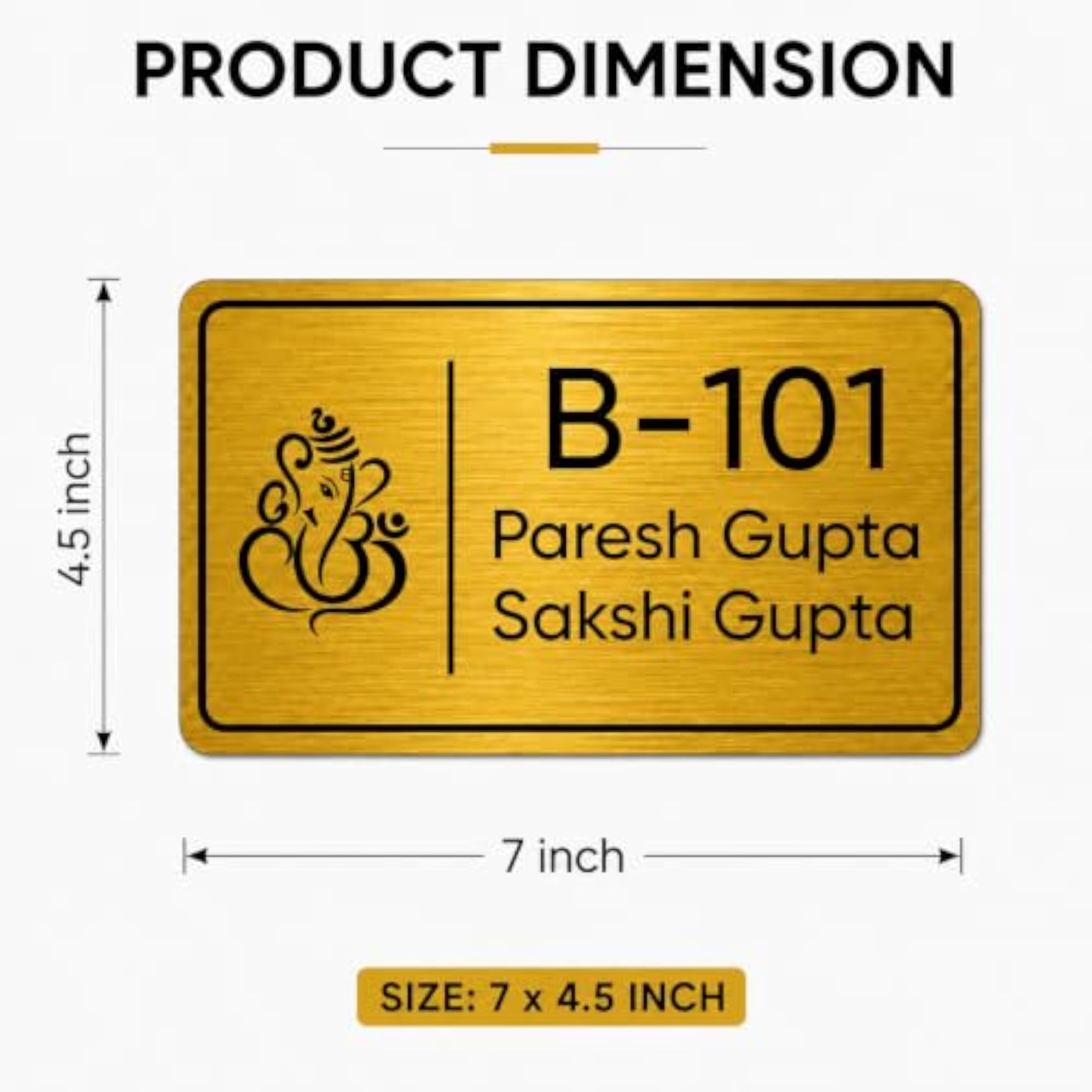 Golden Acrylic Plate for Home Door