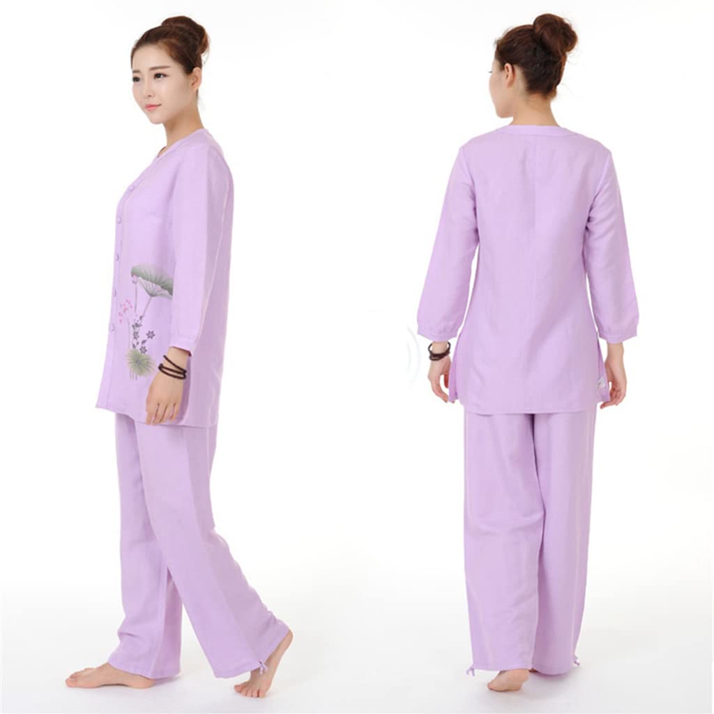 Suave primavera otoño verano China Tai Chi uniforme para mujeres Kung Fu Qigong trajes ropa Tops + Pantalones mujer lino ropa de meditación