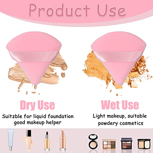 8 Pieces Powder Puff Face Soft Triangle Makeup Puffs For Setting Powder, Body Powder Mineral Powder, Wedge Shape Velour Foundation Blender Sponge, Under Eyes And Corners, Beauty Makeup Tools #TOP1