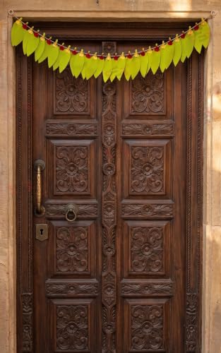 Image of S2S Artificial Leaves Kumkum Toran for Main Door Entrance (1 Pcs) (40 Inch Length) | Door Hangings for Home Decoration | Perfect for Diwali, Ganpati, Temple, Mandir Decoration