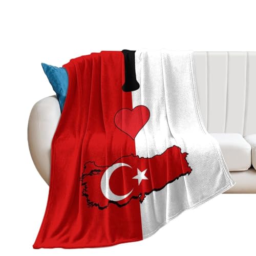 Plaid flanelle drapeau Turquie couverture douce de lit et canapé grande taille 178x203 cm