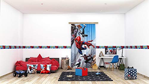 AGDesign Selbstklebende Bordüre Marvel Spider-Man WBD 8106 | Wasserfest Kinderzimmer Wand Aufkleber Dekoration | Wandbordüre für Mädchen und Junge | Folie, Mehrfarbig | Breite 500 cm x Höhe 14 cm