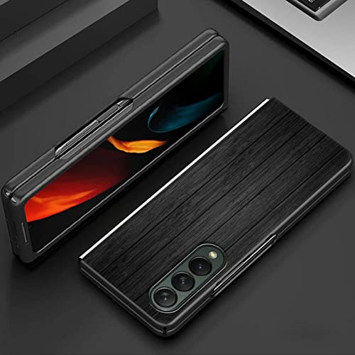 Coque Samsung Galaxy Z Fold 3 aspect bois noir rigide et chic